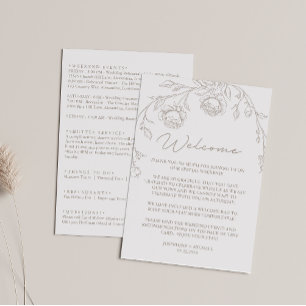 Vintage Sepia Wedding Itinerary & Welcome Letter  Card
