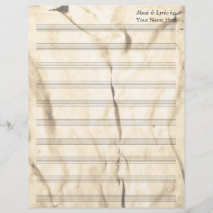 Vintage Sepia Wrinkled Blank Sheet Music 10 Stave