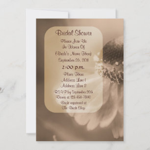 Vintage Sepia Zinnia Flower Bridal Shower  Invitation