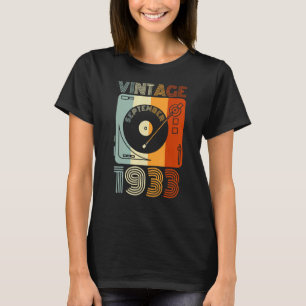 Vintage September 1933 Retro Record Player Birthda T-Shirt