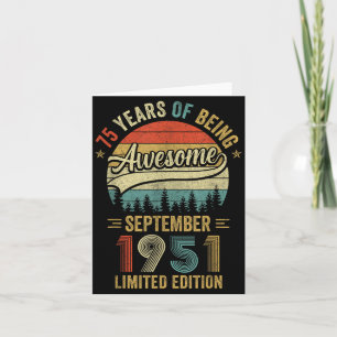 Vintage September 1951 75 Years Old 75th Birthday Card