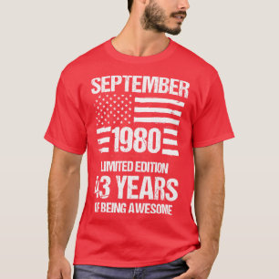 Vintage September 1980 Limited Edition 43 Years Of T-Shirt