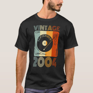 Vintage September 2004 Retro Record Player Birthda T-Shirt