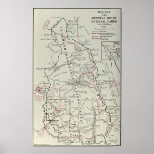 Vintage Sequoia National Park Map (1919) Poster