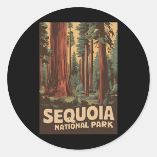 Vintage Sequoia National Park Men Women Kids Campi Classic Round Sticker