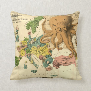 Vintage Serio Comic War Map For The Year 1877 Cushion