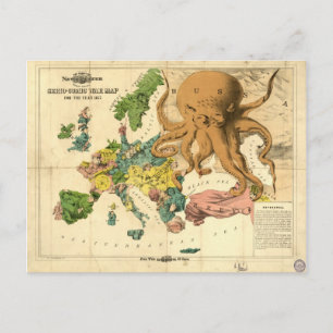 Vintage Serio Comic War Map For The Year 1877 Postcard