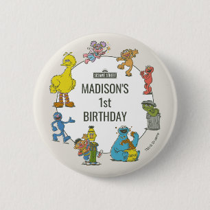 Vintage Sesame Street Characters Birthday 6 Cm Round Badge