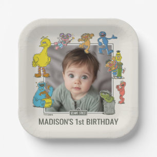 Vintage Sesame Street Characters Birthday Paper Pl Plate