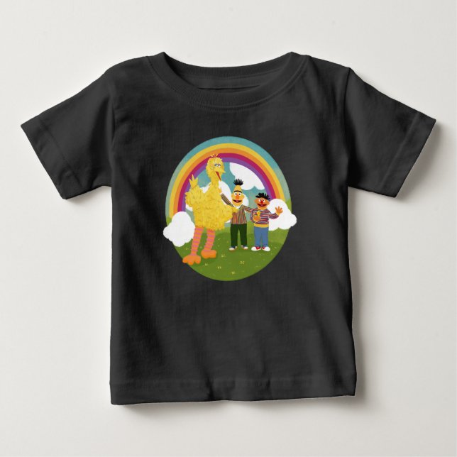 Vintage Sesame Street Friends Rainbow Baby T-Shirt (Front)