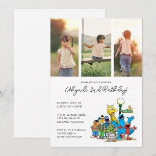 Vintage Sesame Street Pals   Birthday Photo Invitation