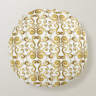 Vintage set of hand-painted vintage baroque orname round cushion