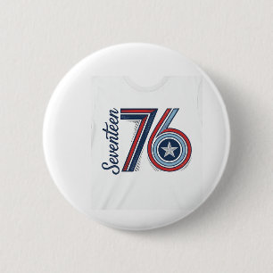 Vintage Seventeen 76 Patriotic Vector Shirt Design 6 Cm Round Badge