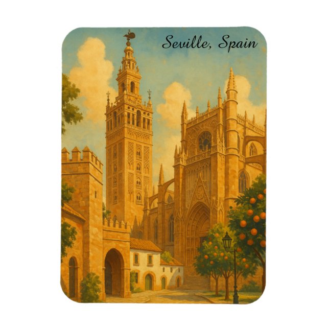 Vintage Seville Spain Andalusia Travel Magnet (Vertical)
