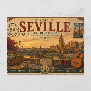 Vintage Seville Vacation Souvenir Postcard