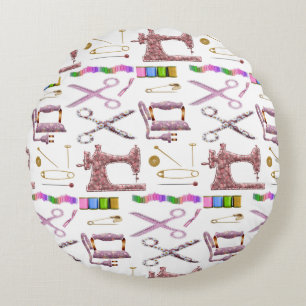 Vintage Sewing Accessories for Seamstress Tailor Round Cushion