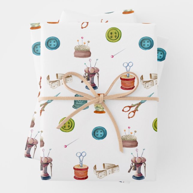 Vintage Sewing Accessories  Wrapping Paper Sheet (In situ)