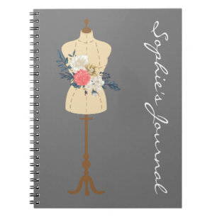 Vintage sewing cute dress form notebook