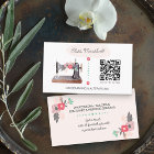 Vintage Sewing Machine and QR Code Boho Floral