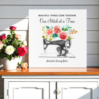 Vintage Sewing Machine Black White Quote
