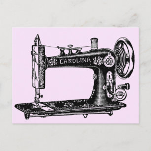 Vintage Sewing Machine Carolina in Pink Postcard
