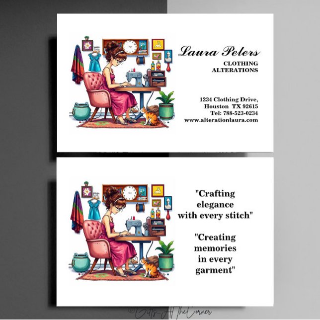  Vintage Sewing Machine Clothing Alteration Business Card (Creator Uploaded)
