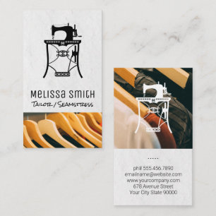 Vintage Sewing Machine Clothing Hangers Business Card