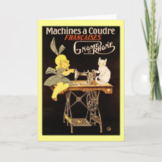 Vintage Sewing Machine Greetings Card