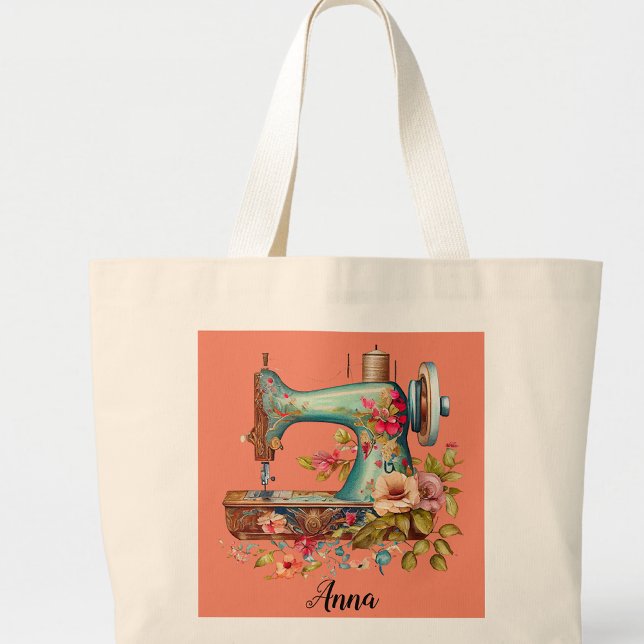 Vintage Sewing Machine Large Tote Bag (Creator Uploaded)