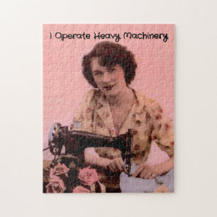 Vintage Sewing Machine Operating Heavy Machinery Jigsaw Puzzle