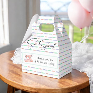Vintage Sewing Machine Pastel Stitch Baby Shower Favour Box