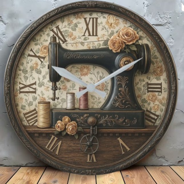 Vintage sewing machine seamstress antique design large clock (Creator Uploaded)