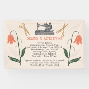 Vintage Sewing Machine Seamstress Banner