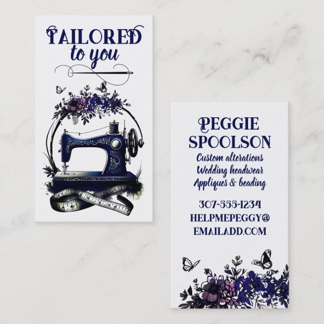 Vintage sewing machine seamstress quilter card (Front/Back)