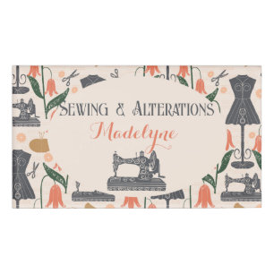 Vintage Sewing Machine Seamstress Tailor Name Tag