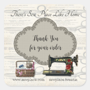 Vintage Sewing Machine Square Sticker