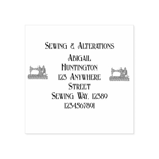 Vintage Sewing Machine Tailor Rubber Stamp (Imprint)