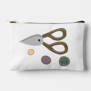 Vintage Sewing Scissors and Buttons Gift Accessory Pouch