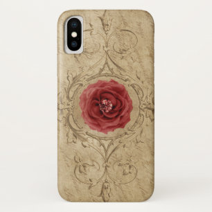 Vintage Shabby Chic Antique Single Red Rose Case-Mate iPhone Case