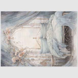 Vintage shabby chic bed room floral pastel green tissue paper