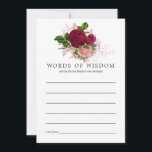 Vintage Shabby-Chic Blush & Burgundy Bridal Advice Card<br><div class="desc">Chic vintage blush pink and burgundy roses bridal advice for bride-to-be cards with accents of rose gold.</div>