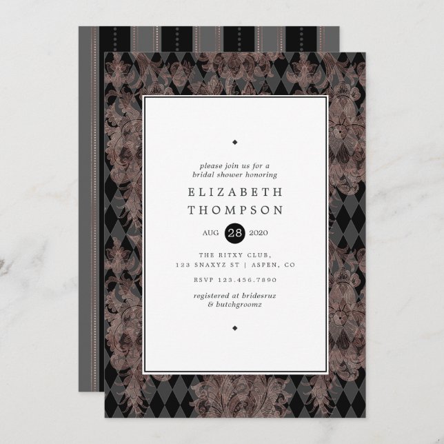 Vintage Shabby-Chic Bridal Shower Invitation (Front/Back)