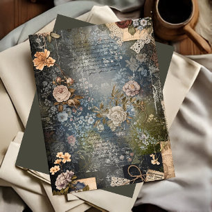 Vintage Shabby Chic Flora Ephemera Scrapbook Paper