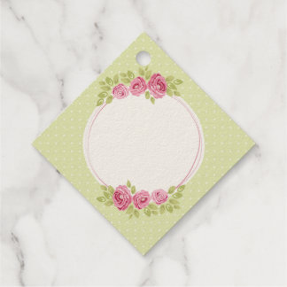 Vintage Shabby Chic Floral Frame with Roses Favour Tags