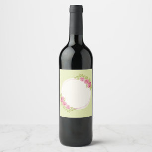 Vintage Shabby Chic Floral Frame with Roses Wine Label