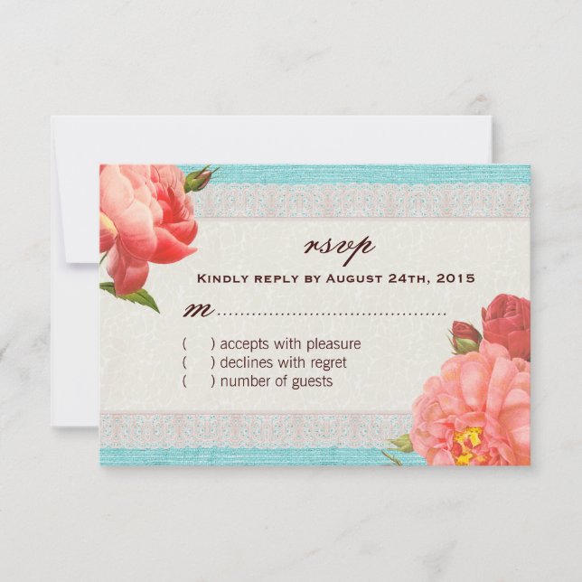 Vintage Shabby Chic Floral RSVP Card (Front)