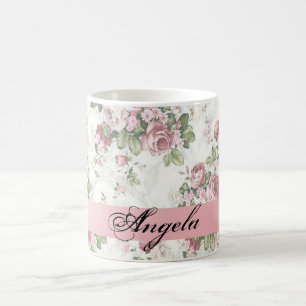 Vintage Shabby Chic Flowers-Personalised Coffee Mug