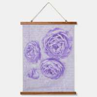 Vintage Shabby Chic Lilac Roses on Antique Script