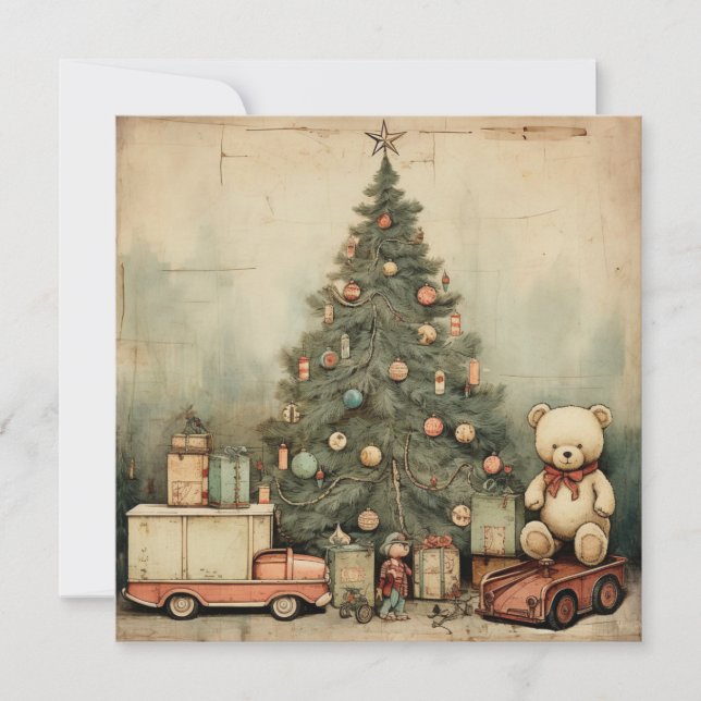 Vintage Shabby Chic Merry Christmas Card (Front)