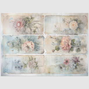 Vintage Shabby chic pastel blue and pink flowers Tissue Paper